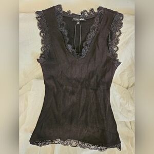 Fashion Nova Black Lace Detail Top